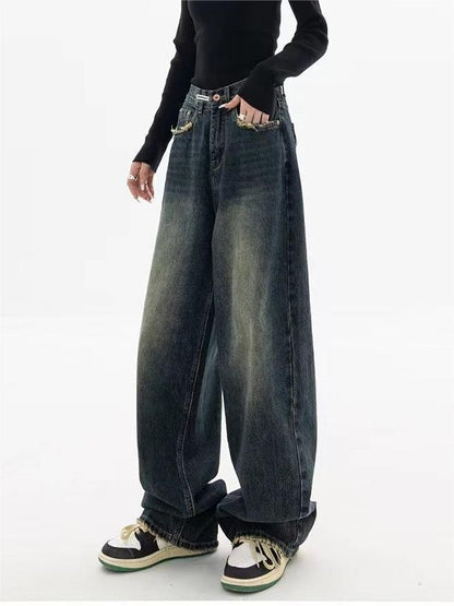 Women’s Dark Washed Boyfriend Jeans | Baggy