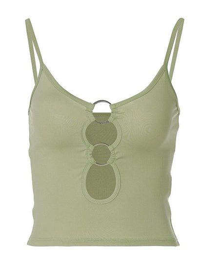 Top corto con escote halter y diseño de aro en forma de O