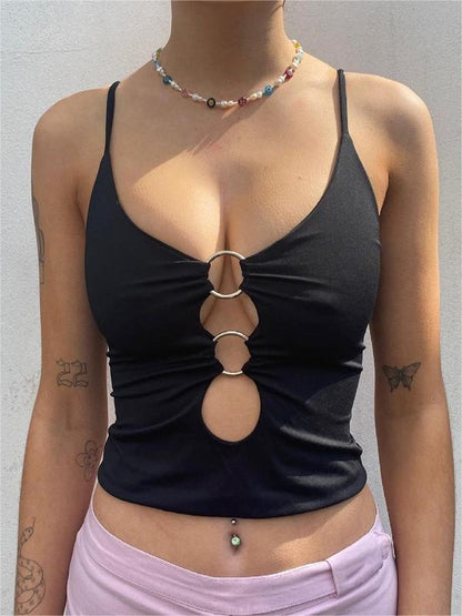 Cut-Out Crop Cami Top with O-Ring Design