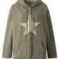 Vintage baggy hoodie with star patch and zipper