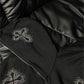 Zip up hoodie with rhinestone cross pattern