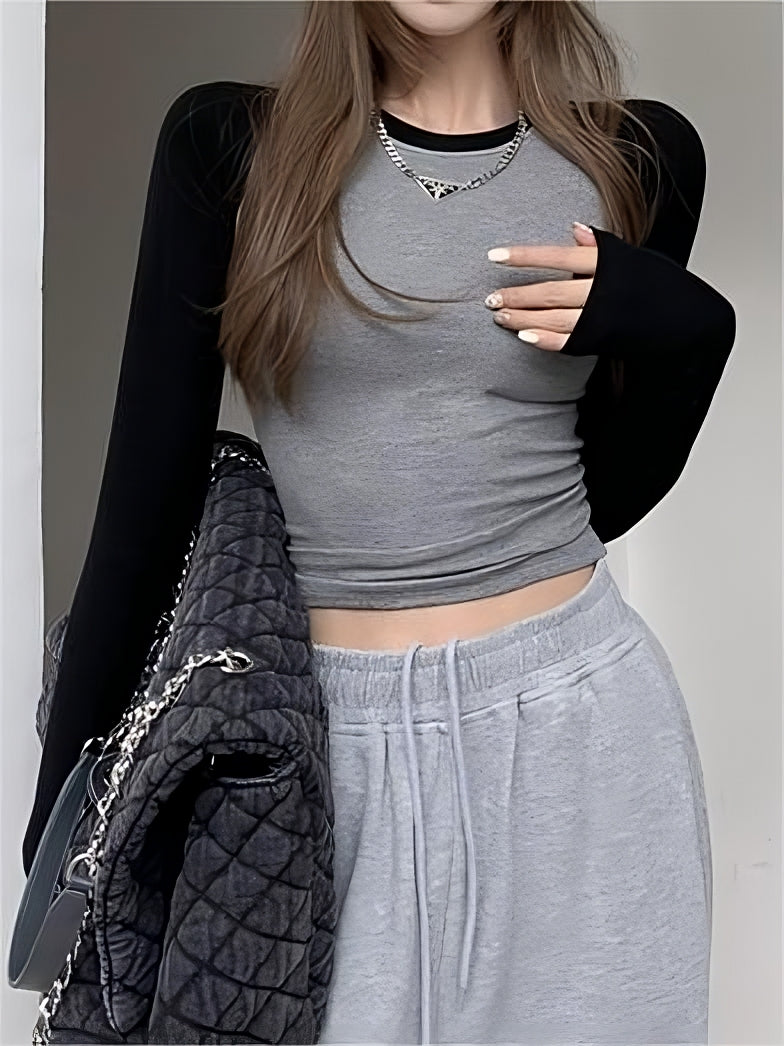 Raglan Sleeve Ribbed Crop Top