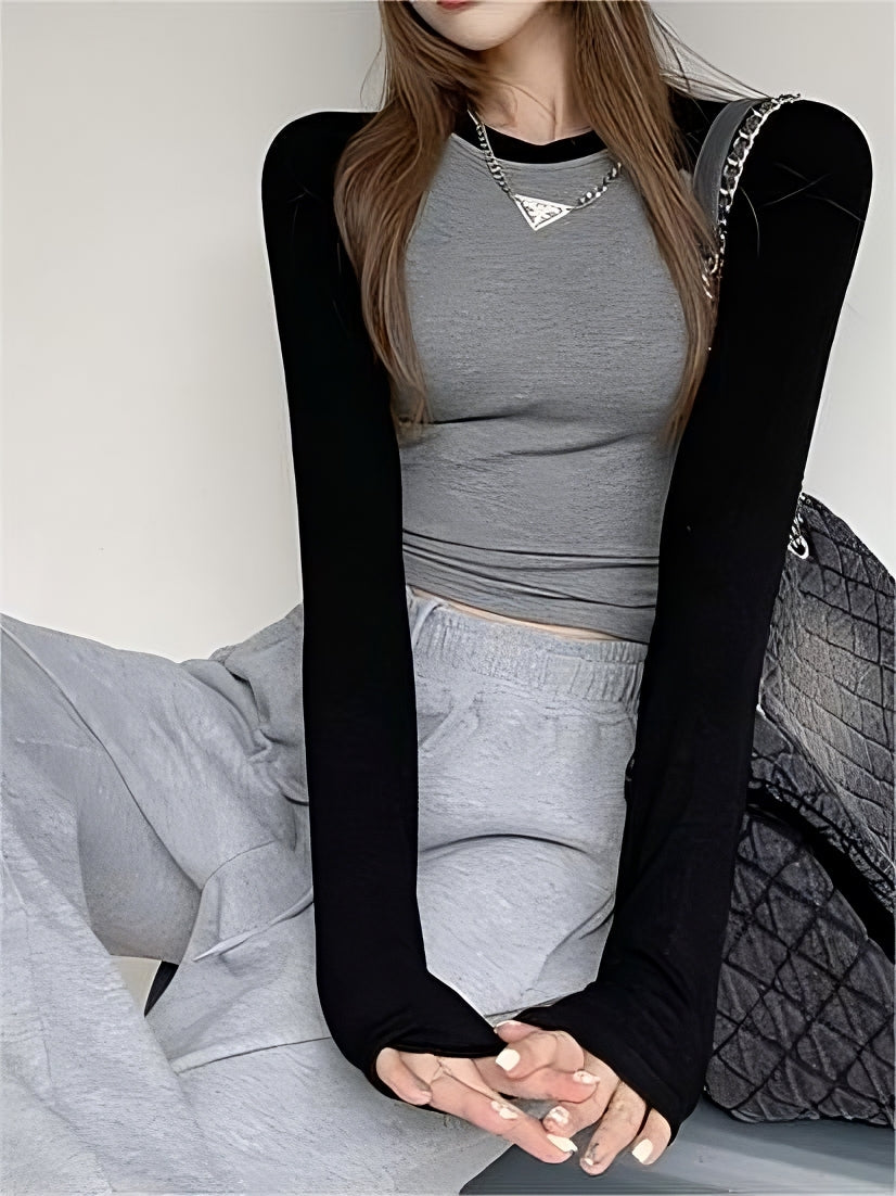 Raglan Sleeve Ribbed Crop Top