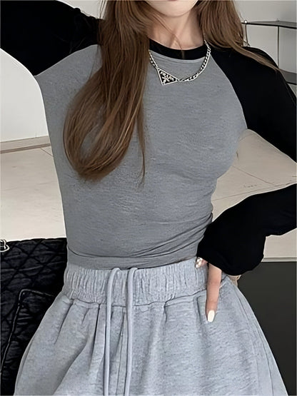 Raglan Sleeve Ribbed Crop Top