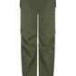 Green oversize parachute cargo pants with drawstring
