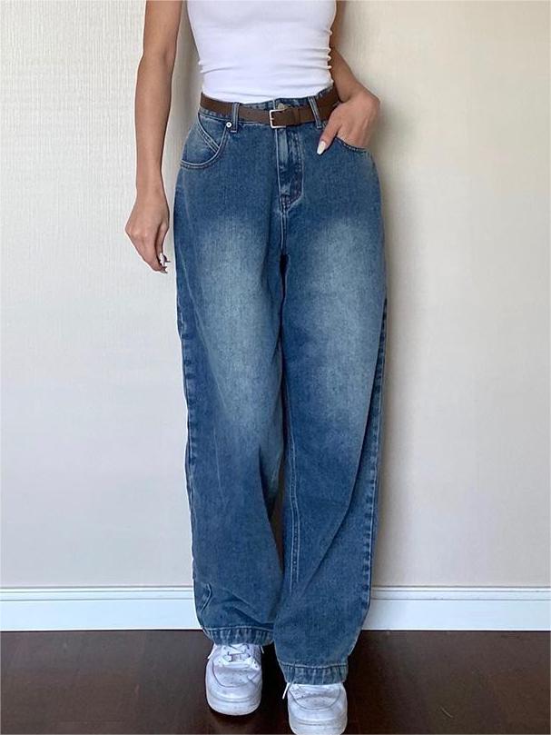 Vintage Blaue Boyfriend Jeans mit Verwaschenem Look