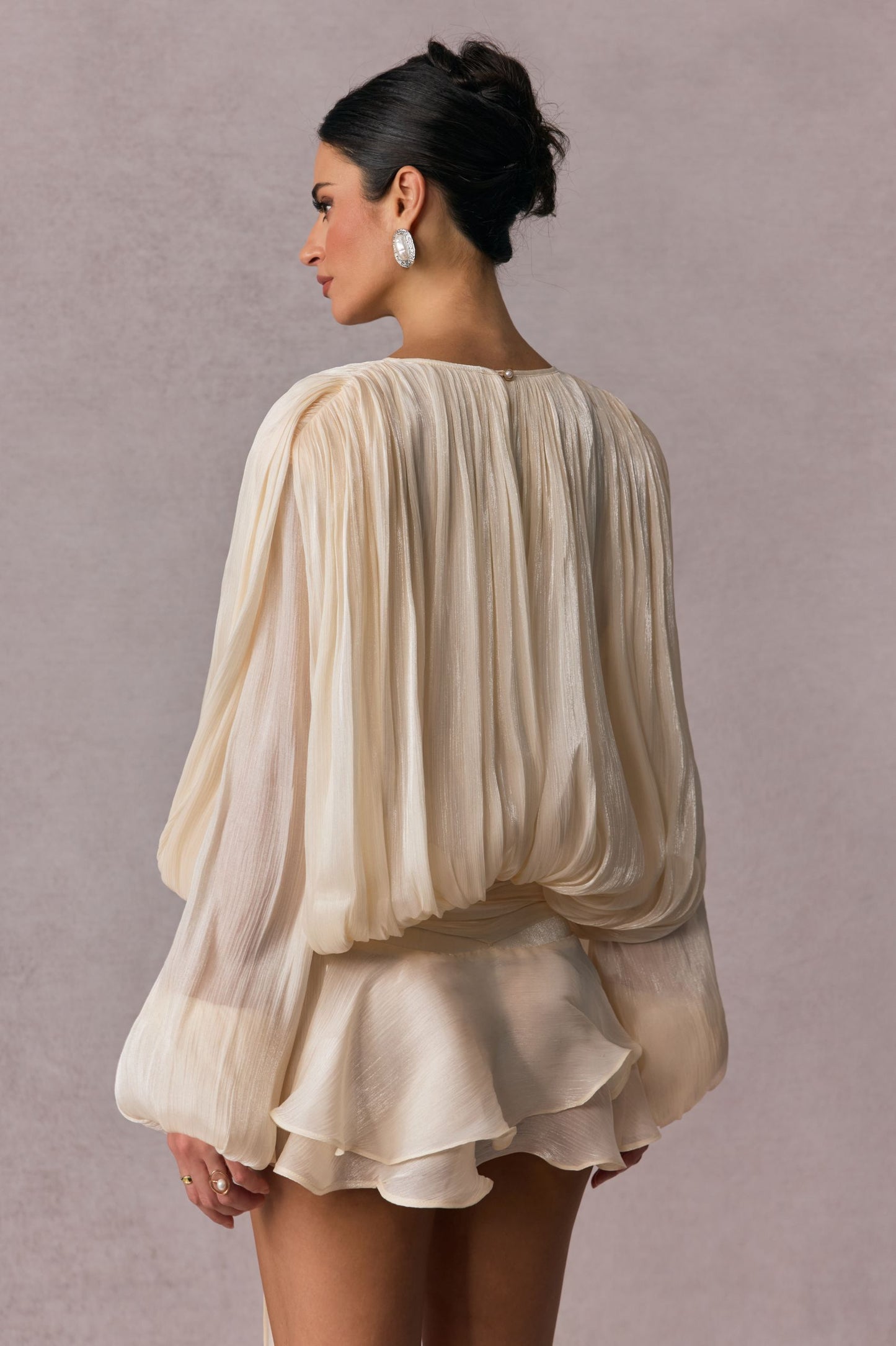 Pleated Blouse with Tie Neck for Women - Fulvia