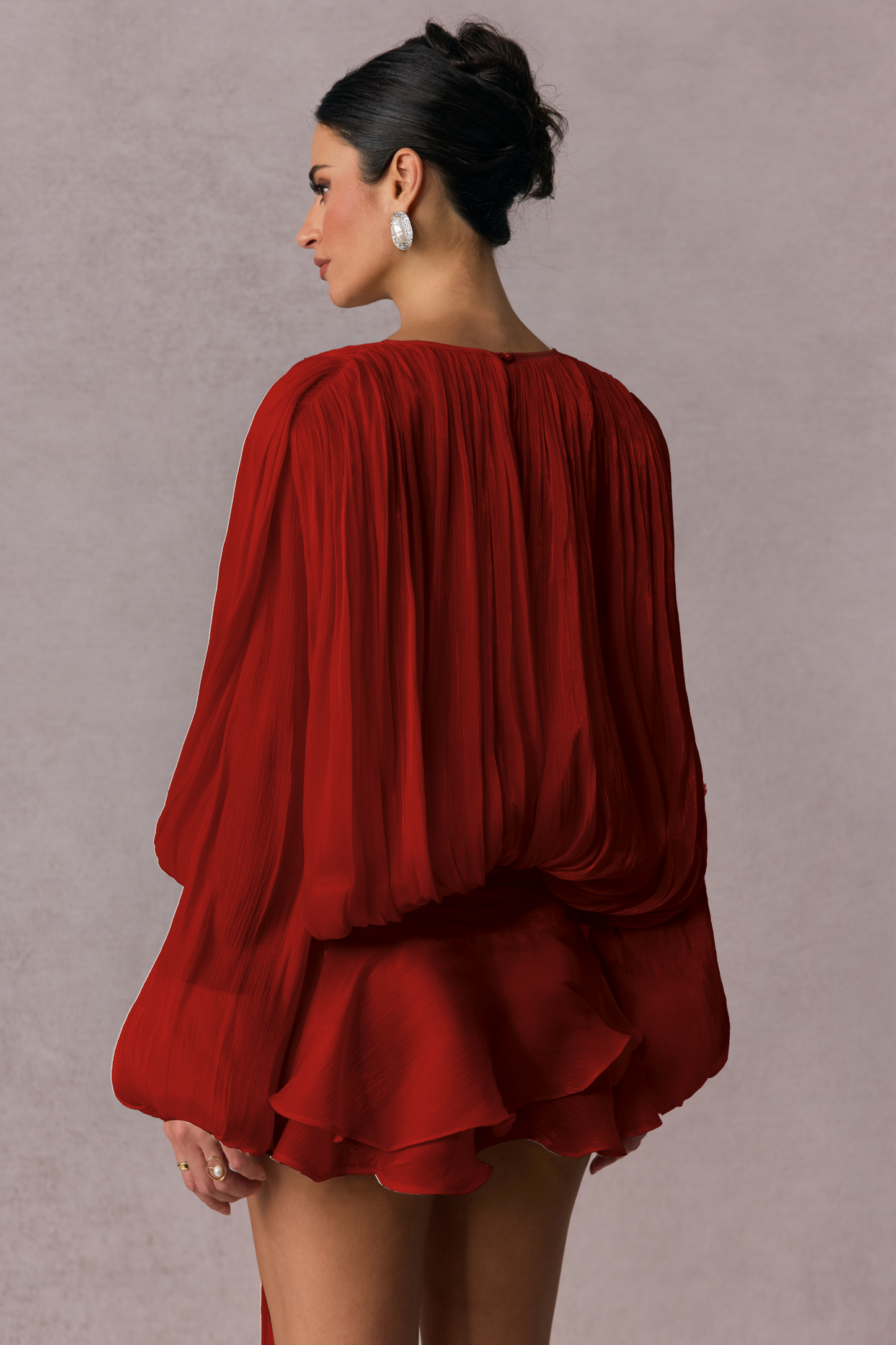 Pleated Blouse with Tie Neck for Women - Fulvia