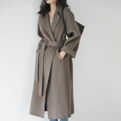 Long Belted Wool Coat for Women - Lia