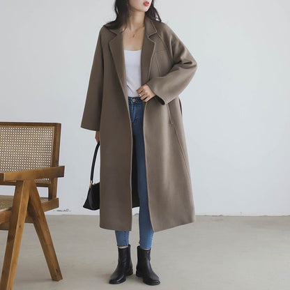 Long Belted Wool Coat for Women - Lia