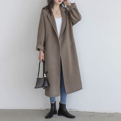 Long Belted Wool Coat for Women - Lia