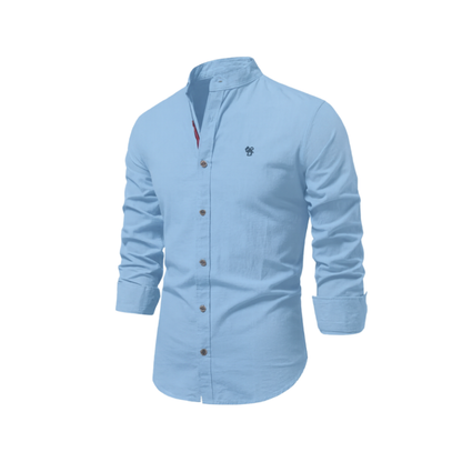 Men's Stand Collar Casual Shirt | Long Sleeve
