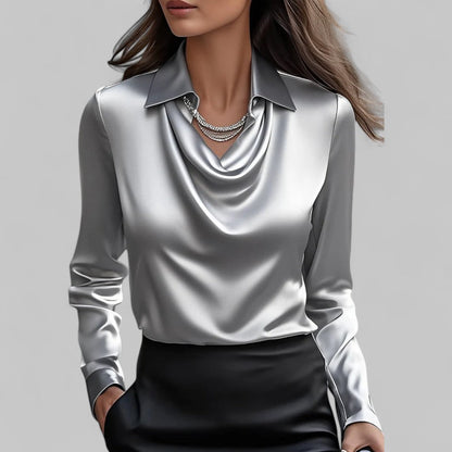 Women's Waterfall Neck Blouse | Long Sleeves