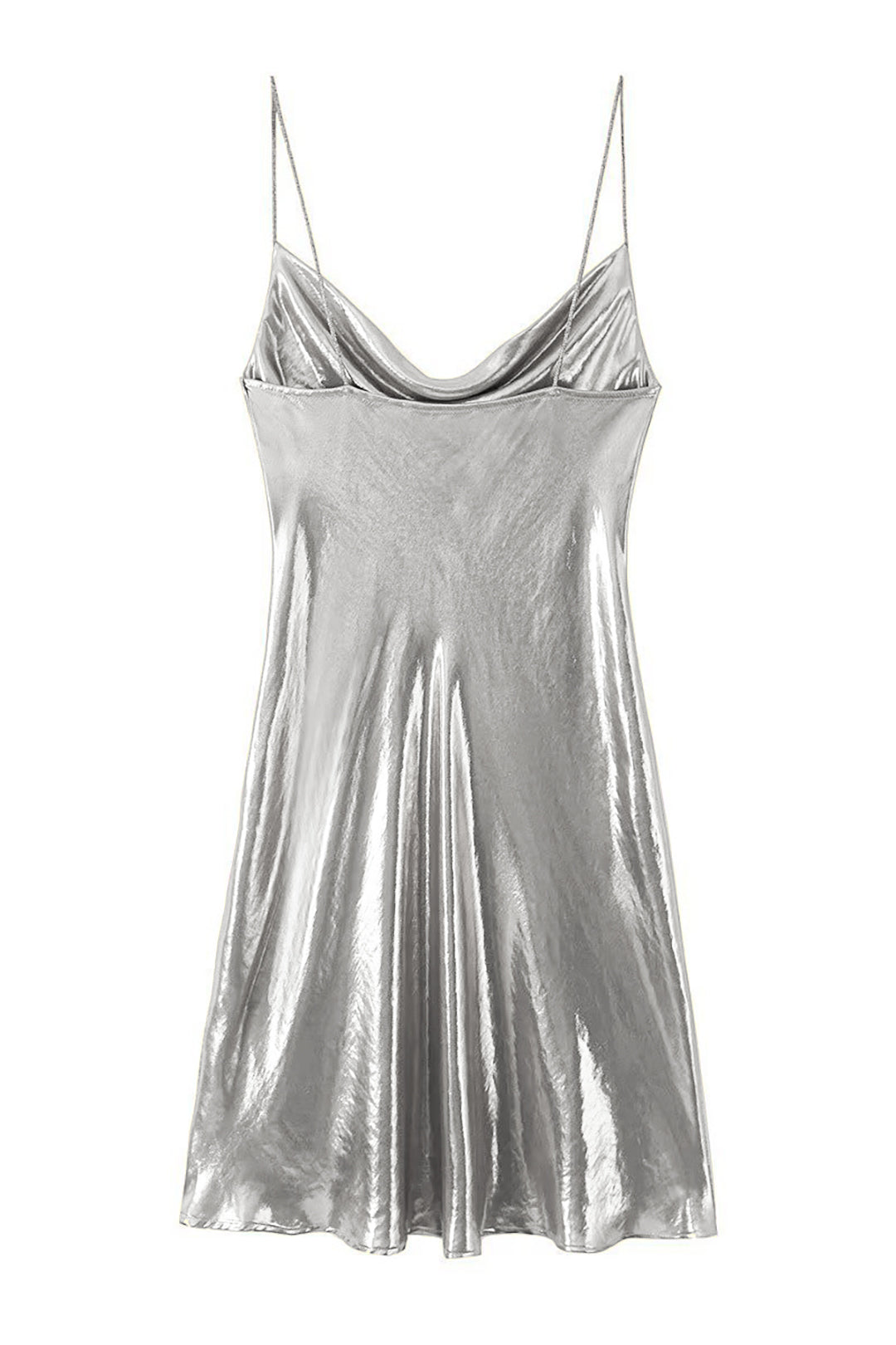 Y2k Cowl Neck Metallic Slip Mini Dress