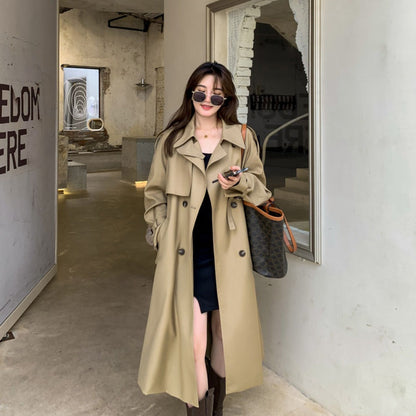 Long Double Breasted Trench Coat for Women - Floriana
