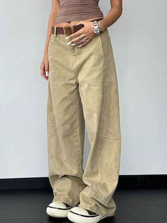 Camel Vintage Designer Machete Wide Leg Boyfriend Jeans