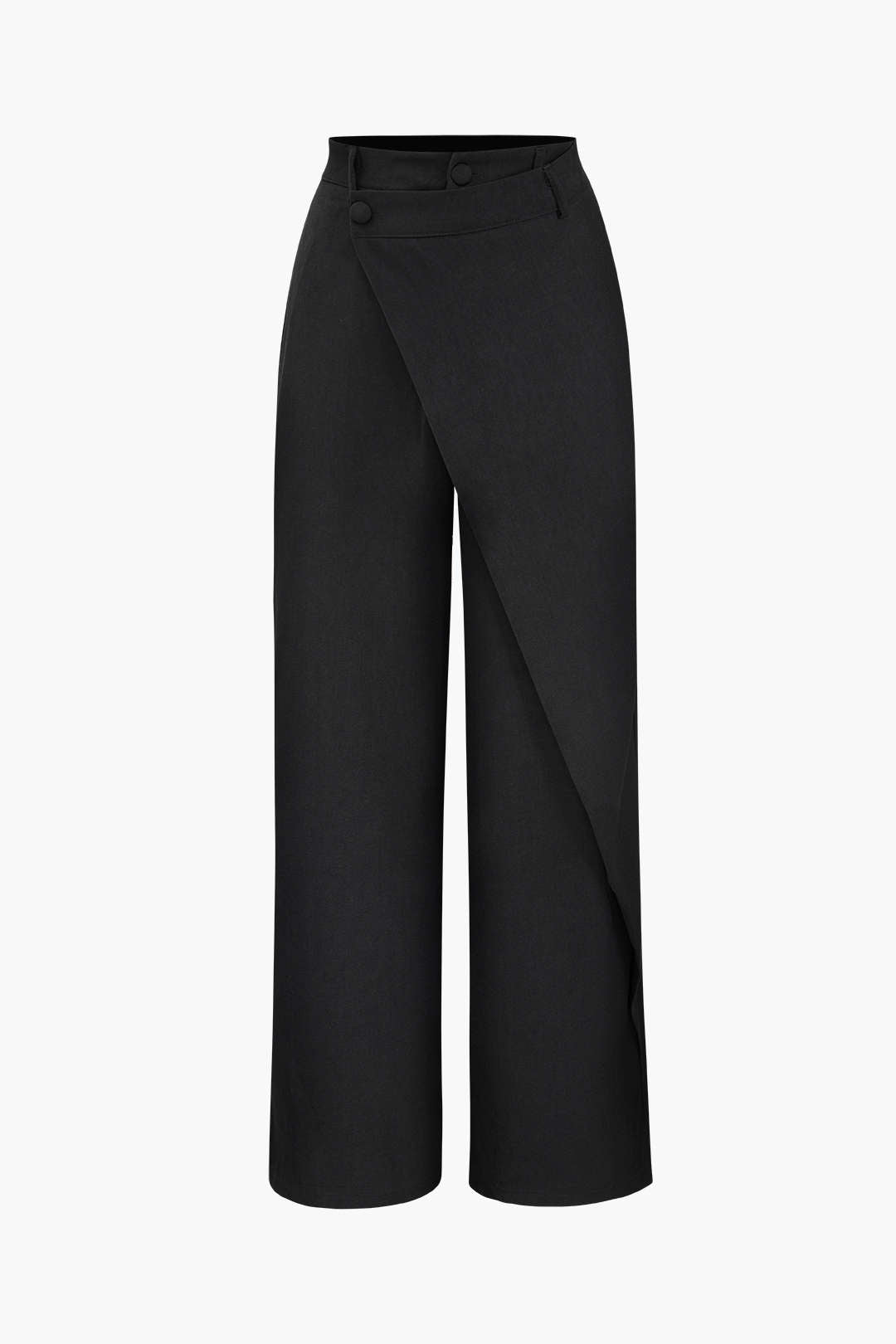 Vintage Black Draped Wrap Straight Leg Suit Pants