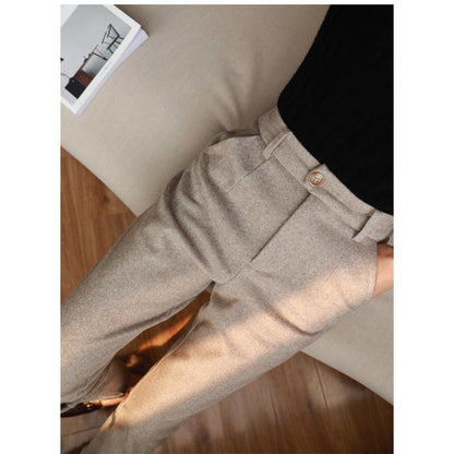 Herringbone High Waist Trousers for Women - Gigliola