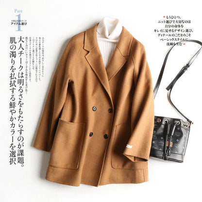 Double Breasted Wool Blend Coat for Women - Daria
