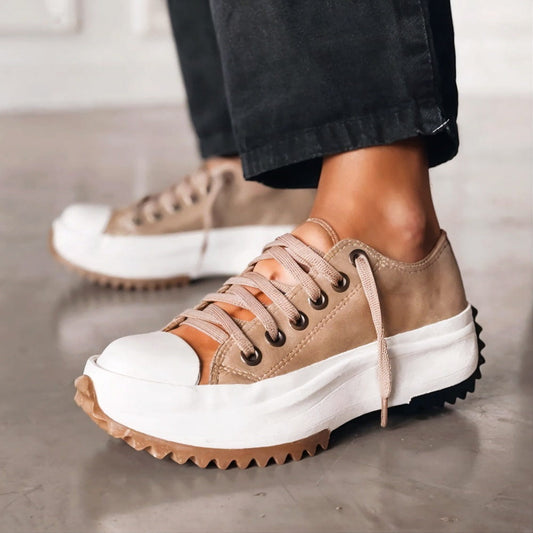 Women's Casual High Sole Platform Sneakers | Lace-Up Closure