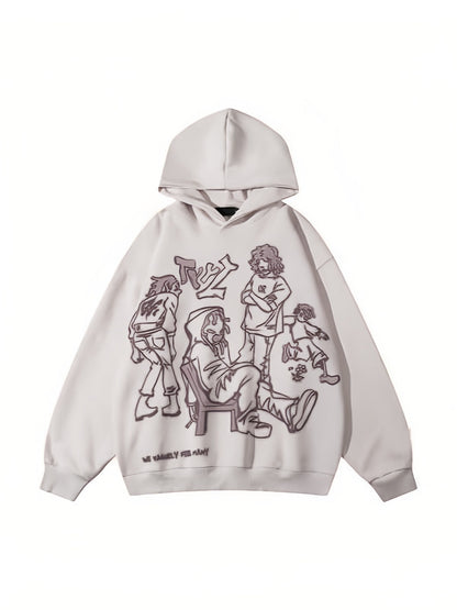 Sudadera con capucha de gran tamaño con capó y estampado de graffiti