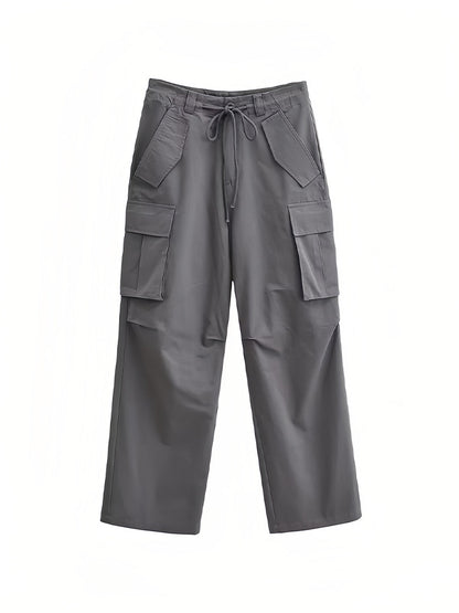 Hip Hop Cargo Pants with Multiple Pockets and Drawstring