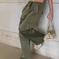 Hip hop cargo pants with multiple pockets and drawstring