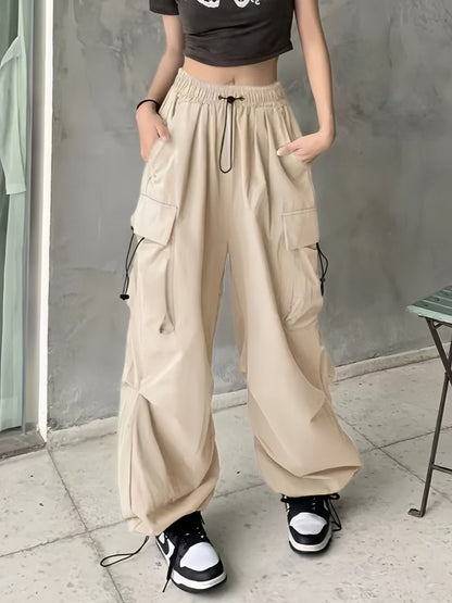 Vintage Y2K Drawstring Baggy Parachute Cargo Pants