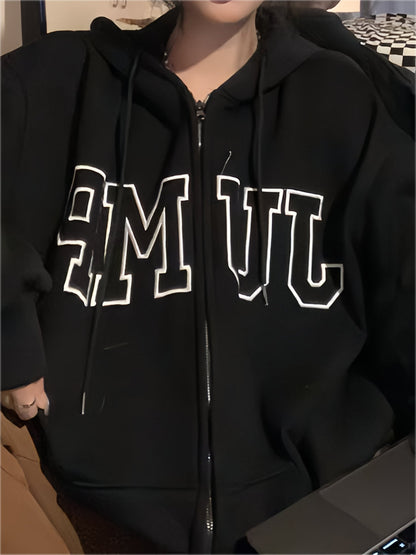 Retro Sport Oversized Hoodie with Slogan