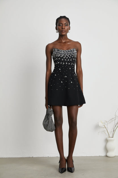 Strapless Mini Dress with Rhinestone Embellishments for Women - Arianna