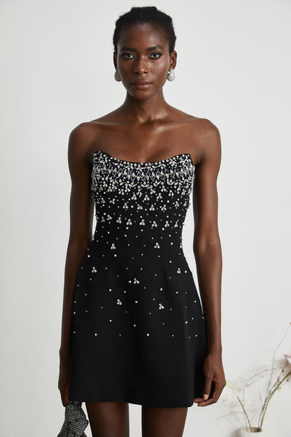 Strapless Mini Dress with Rhinestone Embellishments for Women - Arianna