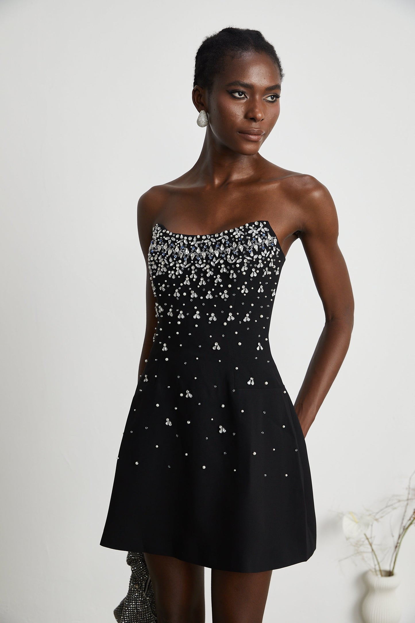 Strapless Mini Dress with Rhinestone Embellishments for Women - Arianna