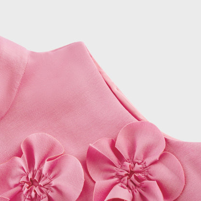 Pink Maxi Dress with 3D Floral Appliqué for Women - Viola
