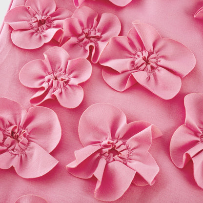 Pink Maxi Dress with 3D Floral Appliqué for Women - Viola