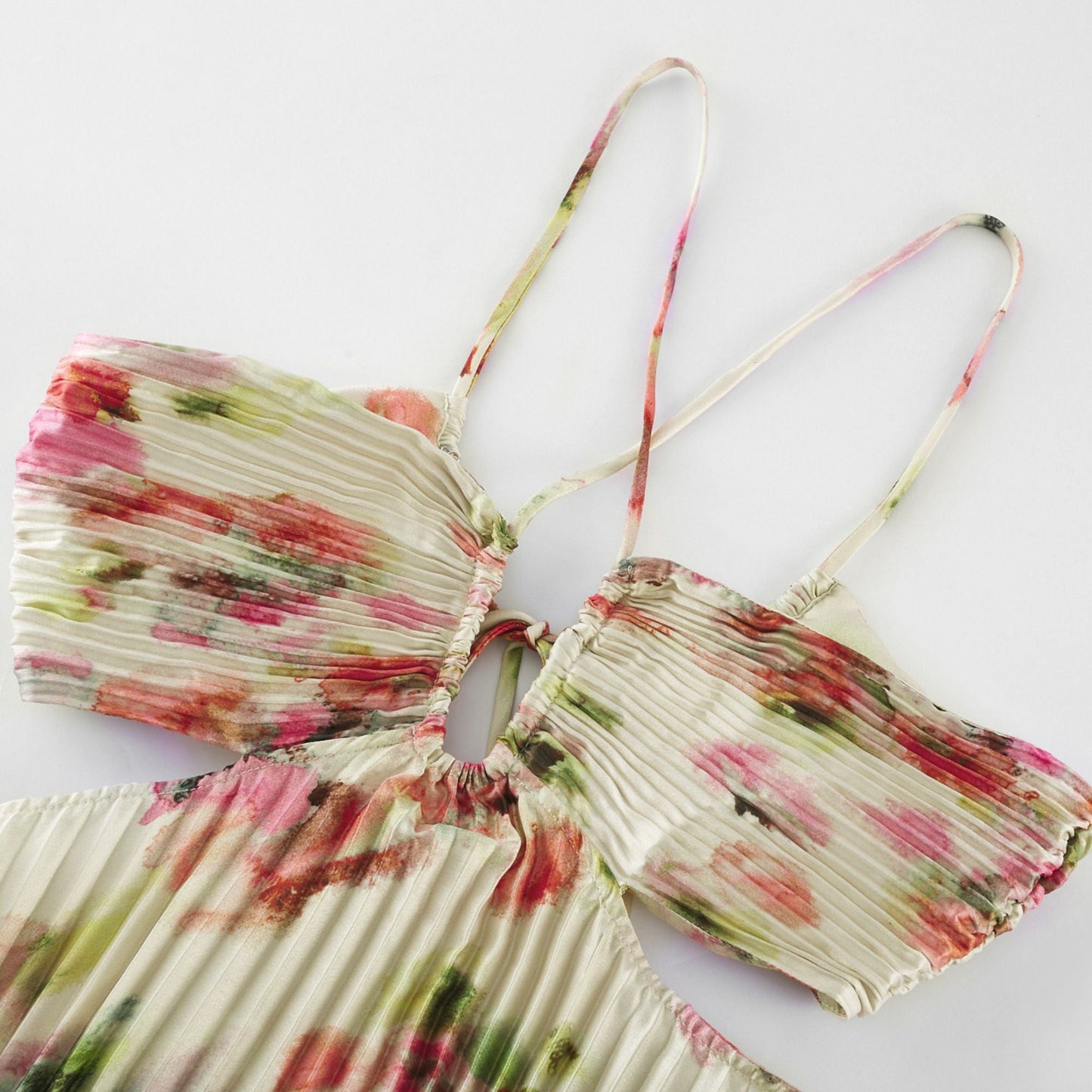 Floral Print Pleated Halter Maxi Dress in Ivory for Women - Marta