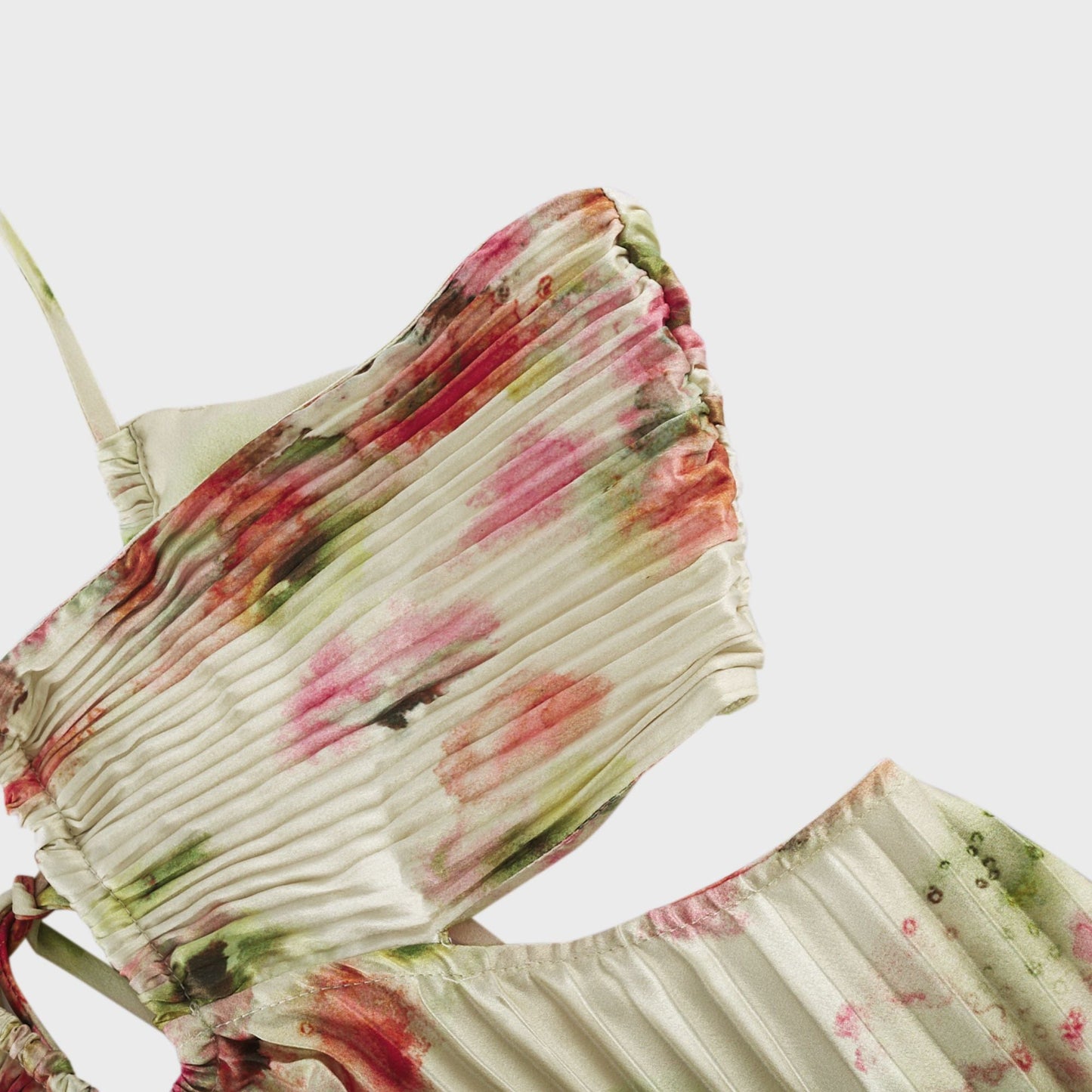 Floral Print Pleated Halter Maxi Dress in Ivory for Women - Marta