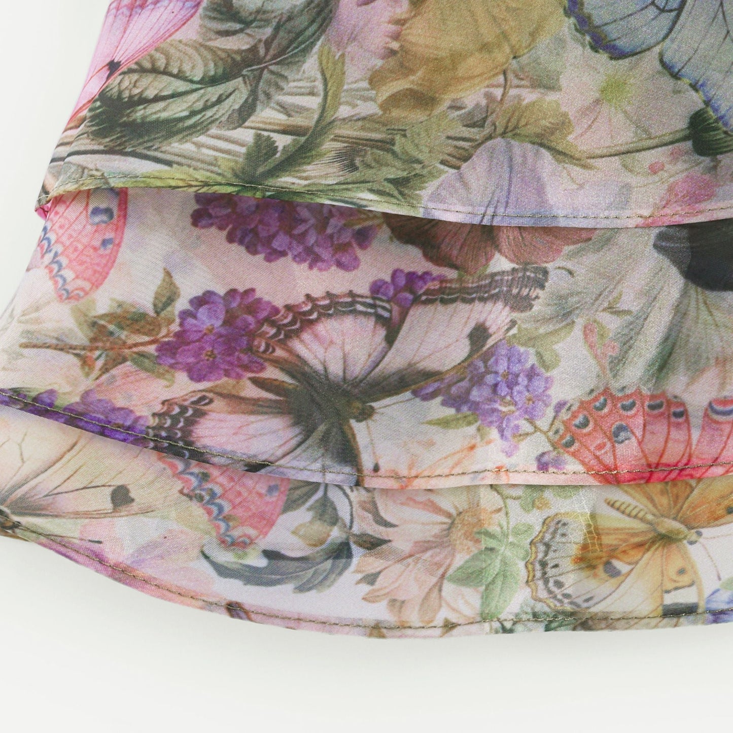 Multicolor Butterfly Print Mini Dress with Ruffle Hem for Women - Diletta