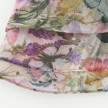 Multicolor Butterfly Print Mini Dress with Ruffle Hem for Women - Diletta