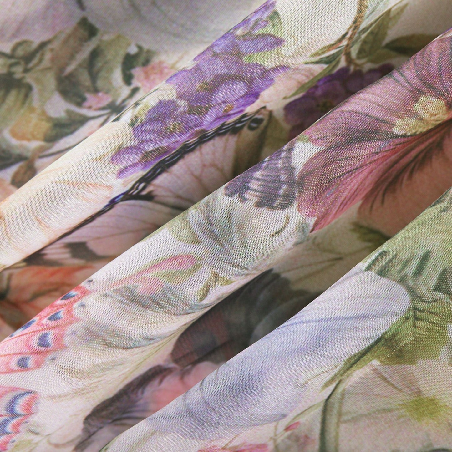 Multicolor Butterfly Print Mini Dress with Ruffle Hem for Women - Diletta