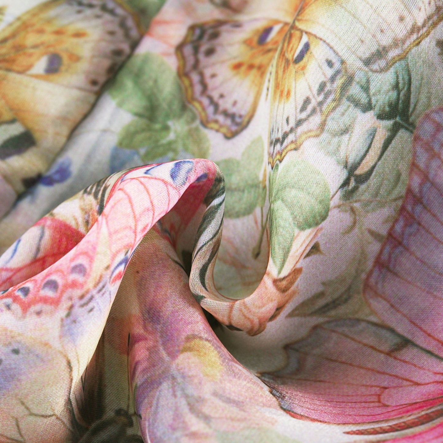 Multicolor Butterfly Print Mini Dress with Ruffle Hem for Women - Diletta