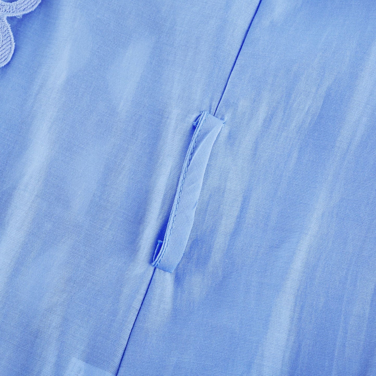Sky Blue Lace Dress with Tie Belt for Women - Ornella