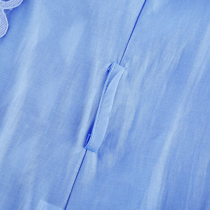 Sky Blue Lace Dress with Tie Belt for Women - Ornella