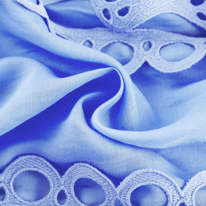 Sky Blue Lace Dress with Tie Belt for Women - Ornella