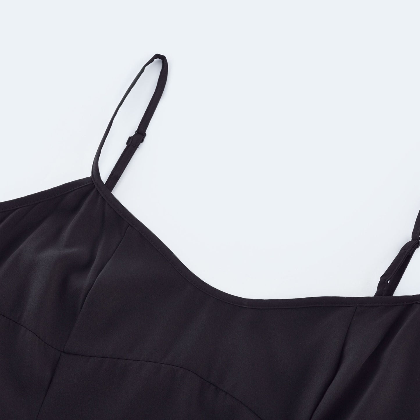 Black and White Spaghetti Strap Maxi Dress with Side Slit for Women - Alessandra