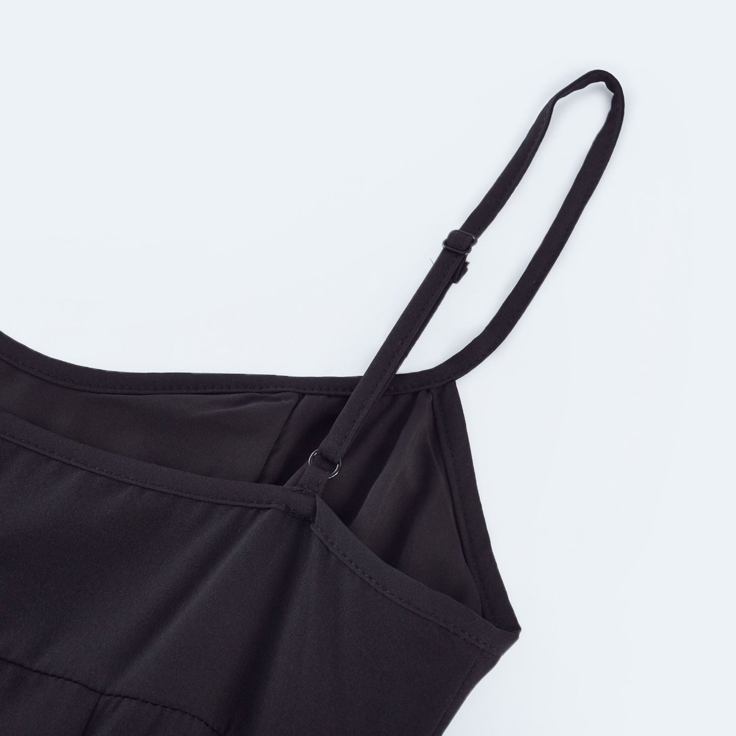 Black and White Spaghetti Strap Maxi Dress with Side Slit for Women - Alessandra