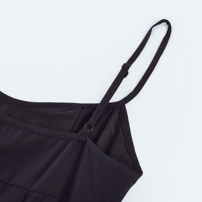 Black and White Spaghetti Strap Maxi Dress with Side Slit for Women - Alessandra