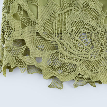 Sage Green Lace Strapless Maxi Dress with Flared Skirt for Women - Rosa