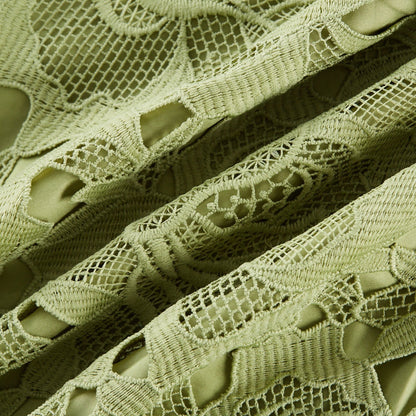 Sage Green Lace Strapless Maxi Dress with Flared Skirt for Women - Rosa