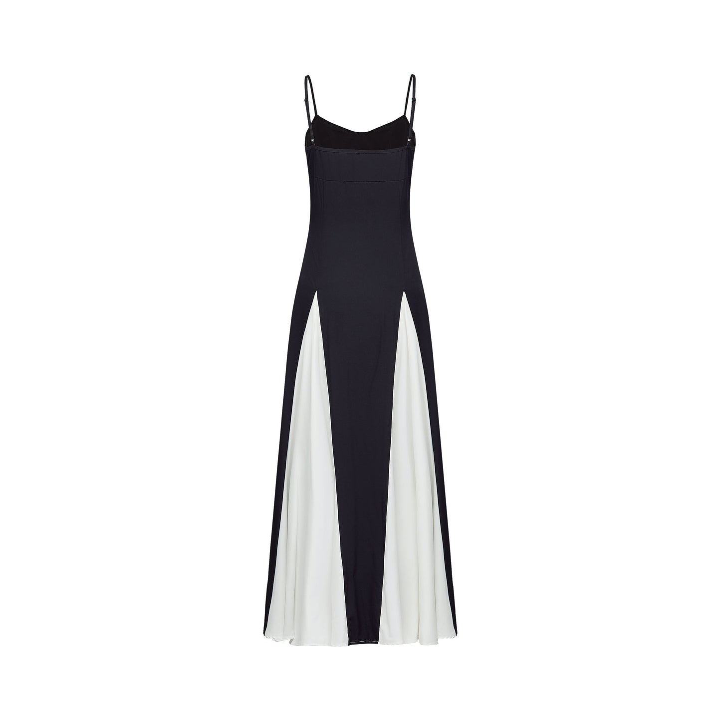 Black and White Spaghetti Strap Maxi Dress with Side Slit for Women - Alessandra