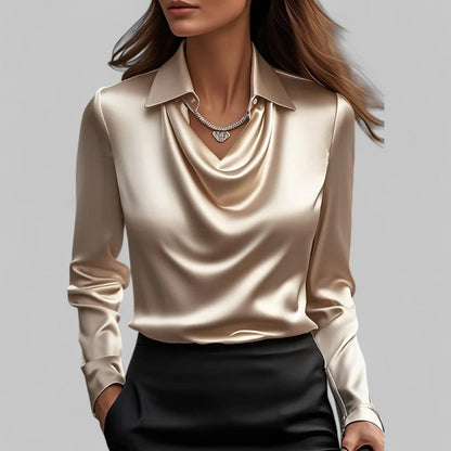 Women's Waterfall Neck Blouse | Long Sleeves